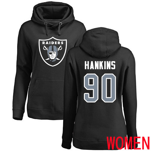 Oakland Raiders Black Women Johnathan Hankins Name and Number Logo NFL Football #90 Pullover Jersey->nfl t-shirts->Sports Accessory
